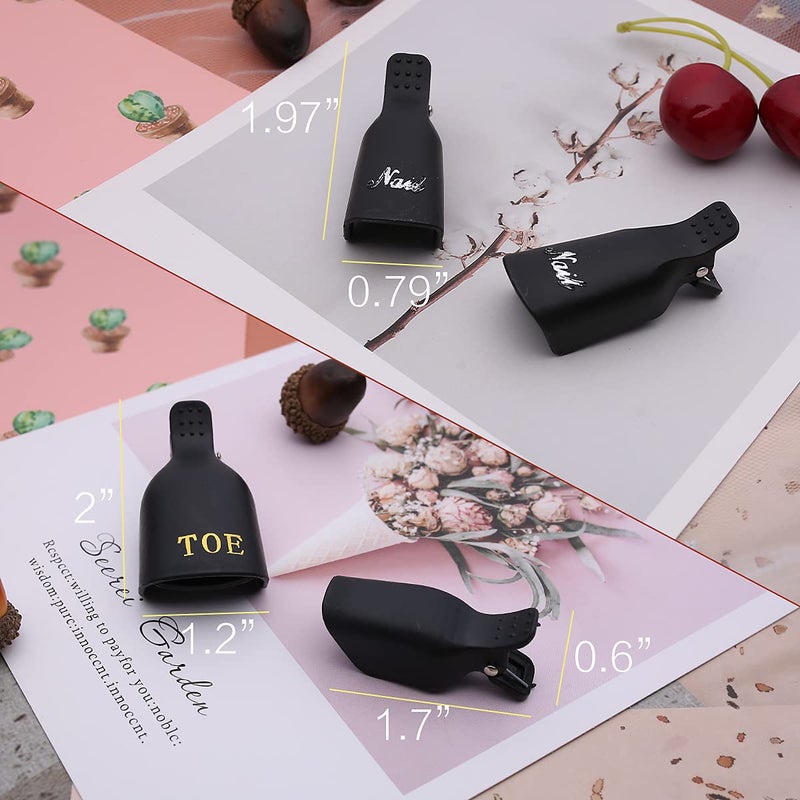 Akstore أكستور 20 قطعة مشابك مزيل طلاء الأظافر، مشابك مزيل طلاء الأظافر للأظافر القدم والأصابع جل طلاء الأظافر مشابك أكريليك لفك الطلاء (أسود) - Image 3